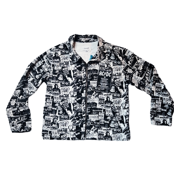 DIAMOND Supply Co. X AC/DC  World Tour Black White Men's All Over Print Jacket - Picture 8 of 16